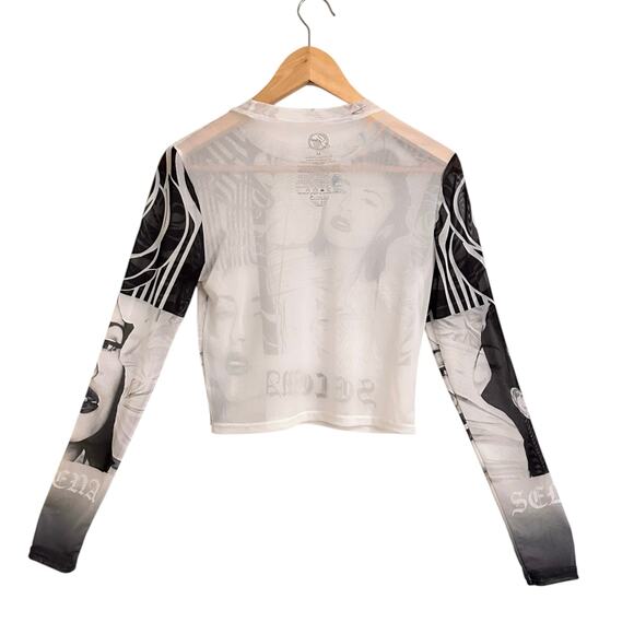 NWT Selena Mesh Cropped Long Sleeve Top Sz Medium - Picture 2 of 4